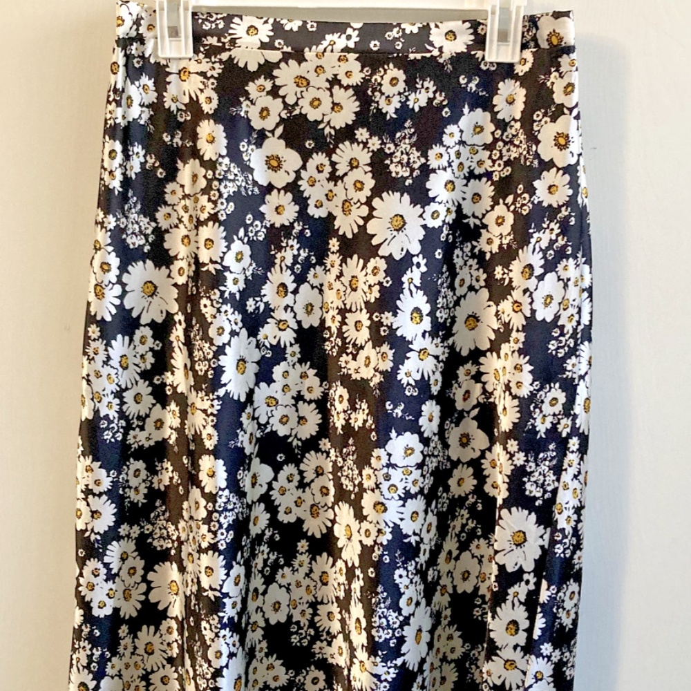 Maxi Black Skirt with White Flowers